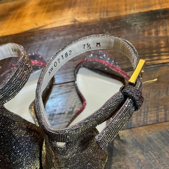 Stuart Weitzman NearlyNude Textured Sandals Pyrite Glitter  Size 8 Made in Spain - Picture 11 of 14